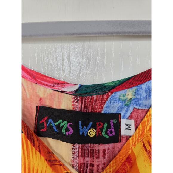 Jams World Tropical Floral Print Rayon Midi Colorful Retro Sundress, Size Medium - Picture 2 of 12